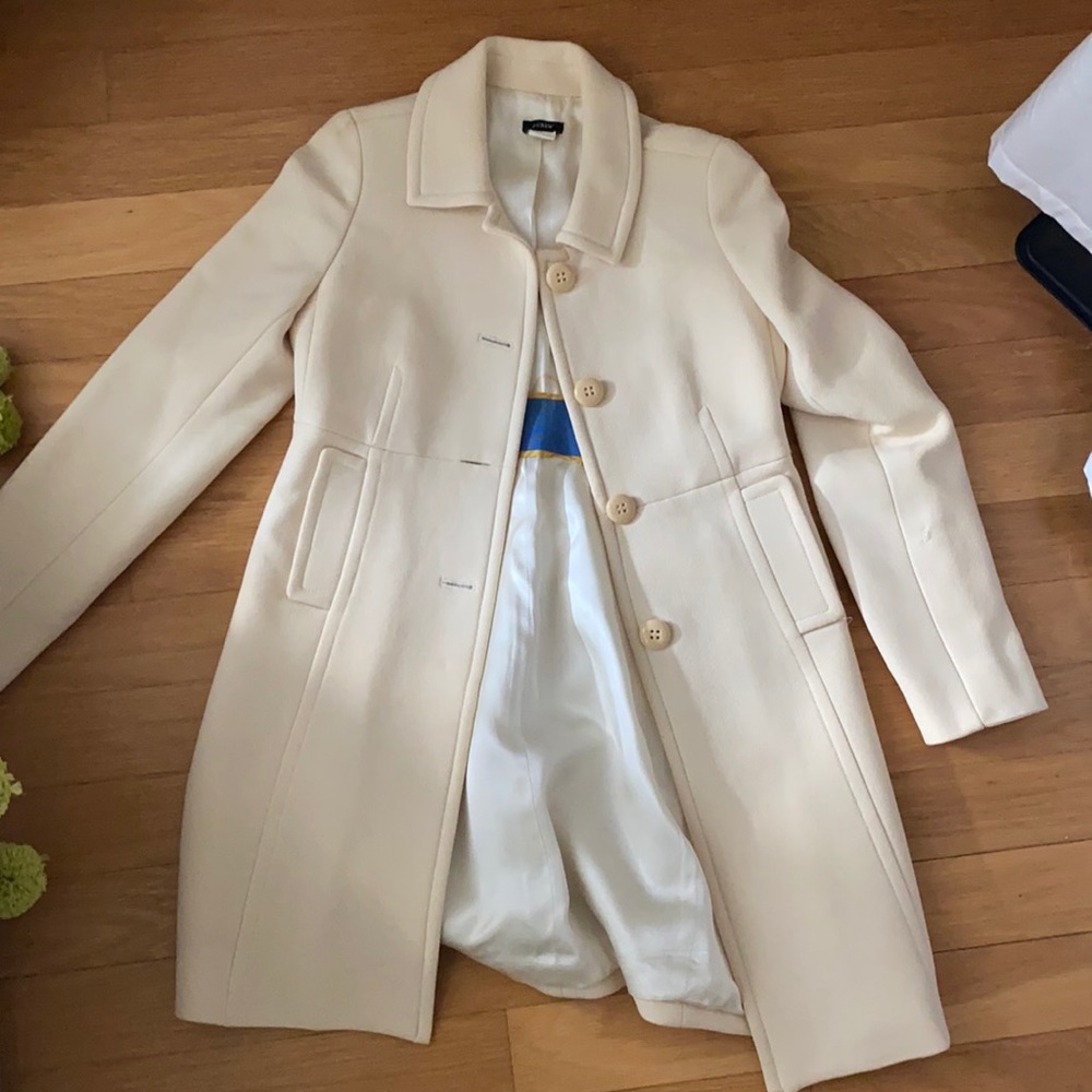 Jcrew white pea coat size 4